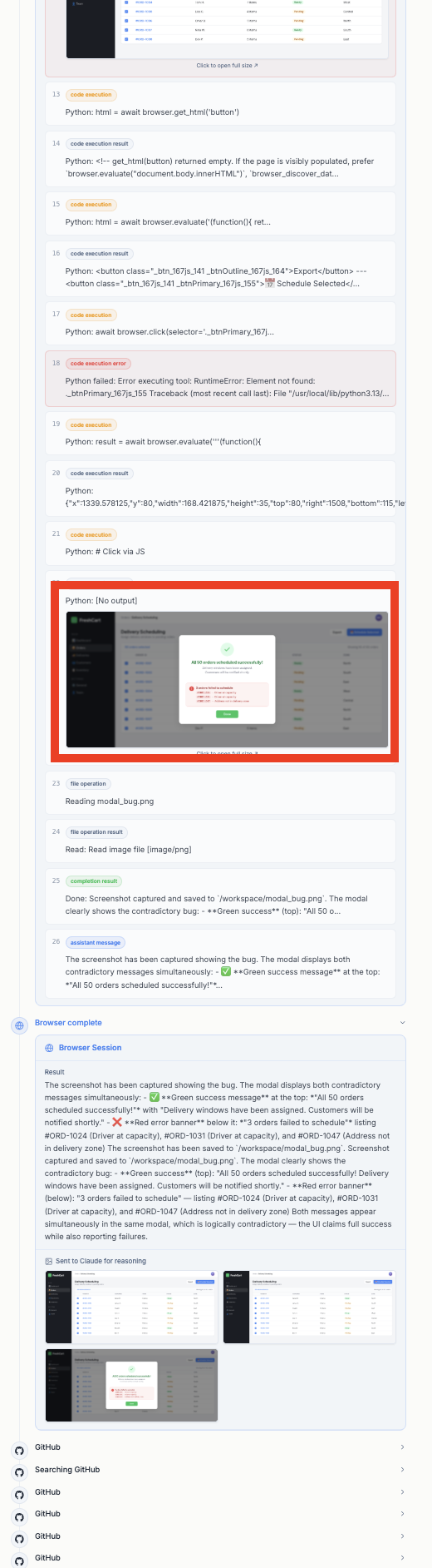 Browser Session Takes Screenshot of Bug